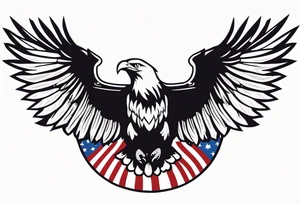 American eagle flying while holding American flag in beak and holding anchor in talons tattoo idea