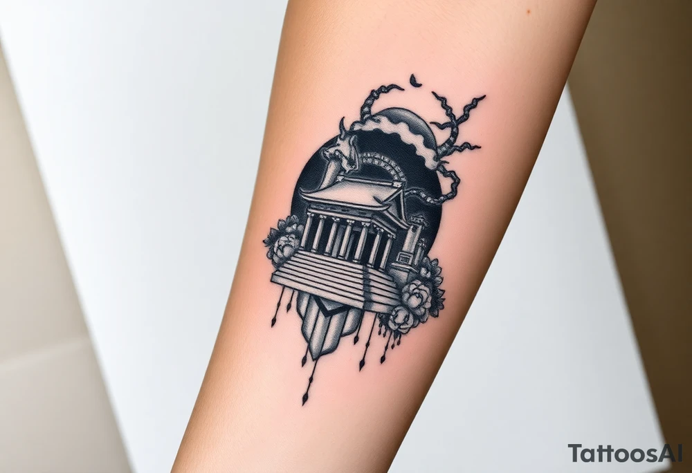 I’m an introverted deep thinker who’s really into the universe, black holes, and space stuff, and I like Japanese temples, shrines, and kanji. I also love forests, rain, and cool symbols like pyramids, sacred geometry, hidden scenes, and Greek-inspired things like statue heads and columns that mix nature, culture, and cosmic vibes. On a Darkskin forearm tattoo idea