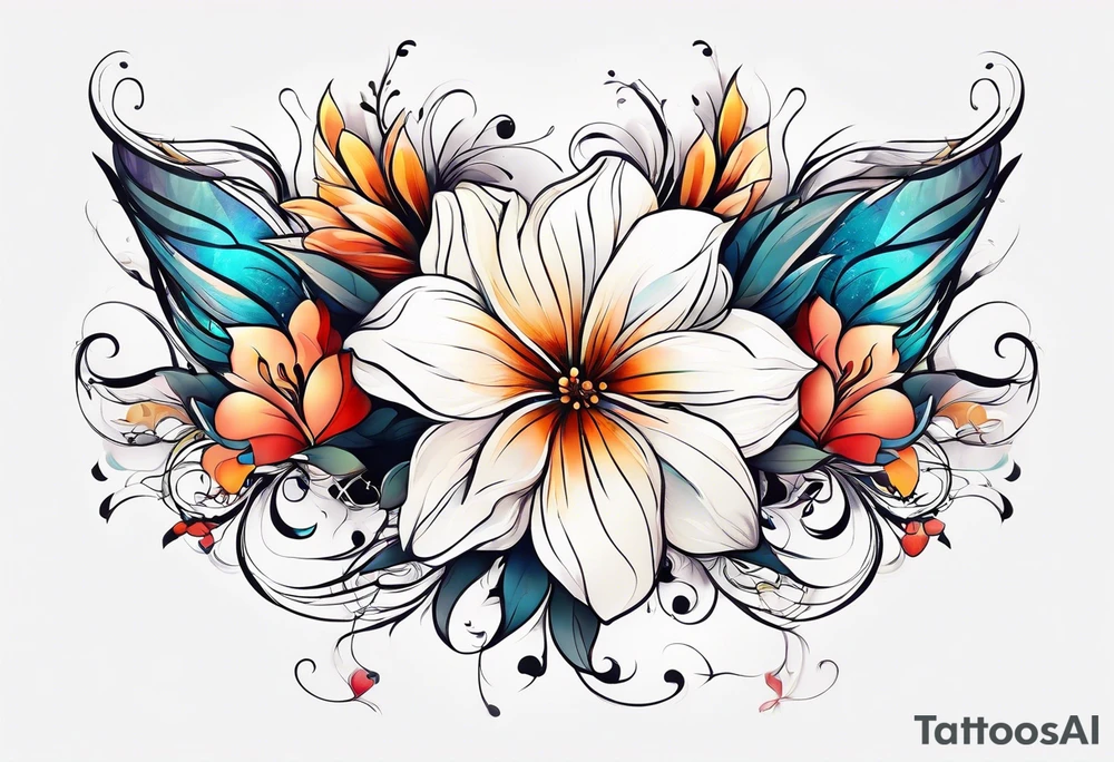 gentle flowers on front neck tattoo idea