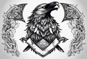 valkeryie wolf crow axe tattoo idea