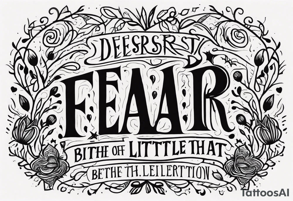 Been dessert litany against fear. Particularly focused on the part “fear is the little death that brings total obliteration” tattoo idea