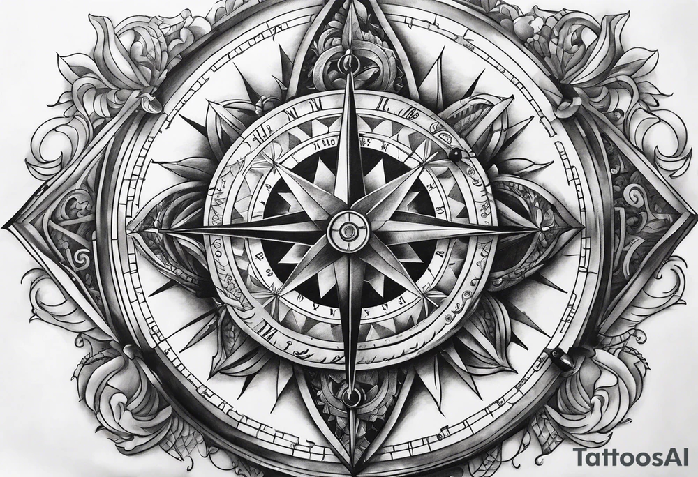 sleeve time compass god tattoo idea