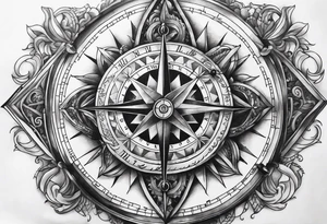 sleeve time compass god tattoo idea