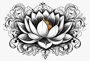 one tattoo that combines lotus flower, phoenix and helix tattoo idea