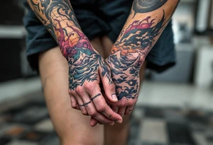 „V nouzi poznas pritele.“ — Two hands grasping in stormy seas, one tattooed with the quote in navy ink across the wrist. tattoo idea