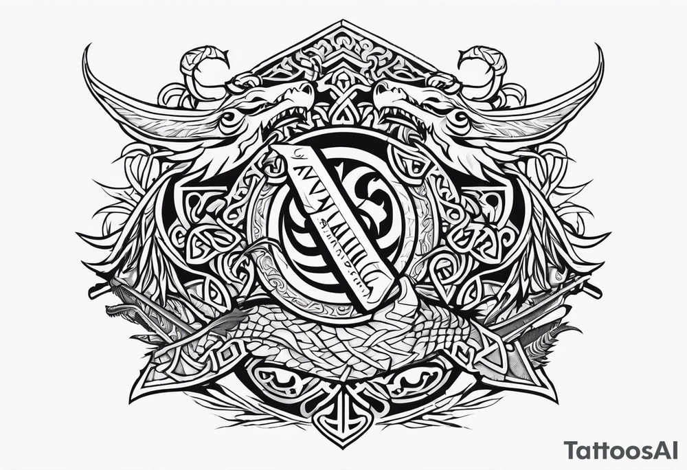 Viking valhalla sword shield dragon tattoo idea