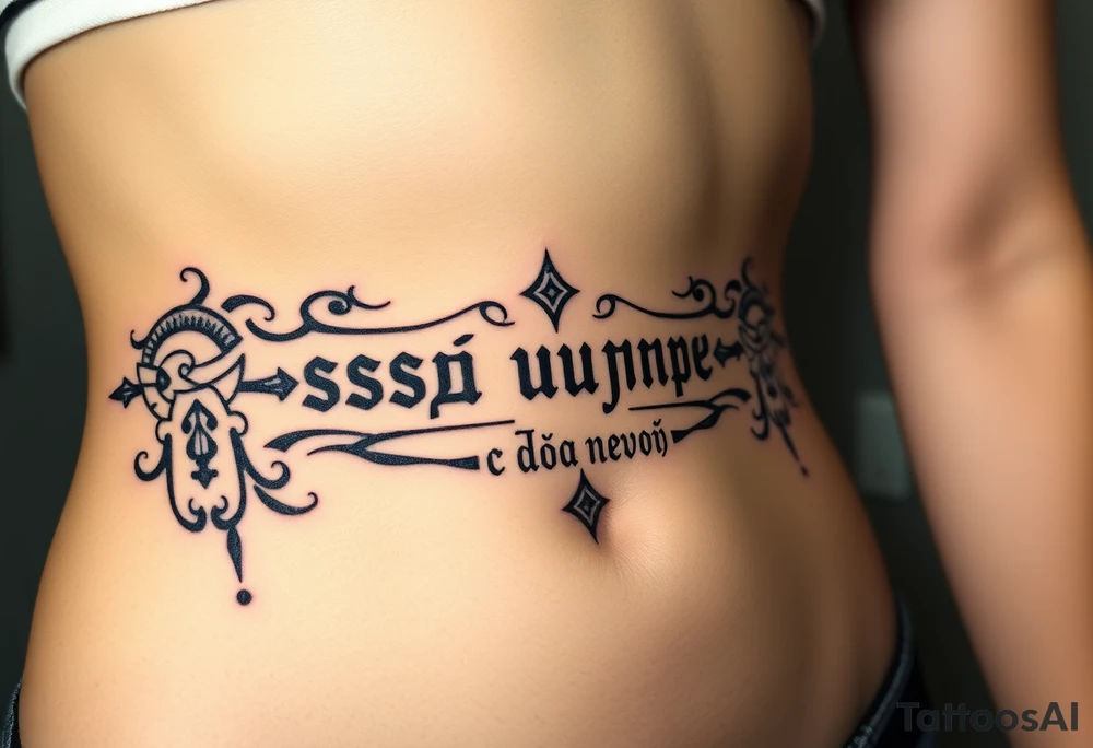 Inscription in Russian in Chthonic style
"Всё хуйня давай по новой" tattoo idea