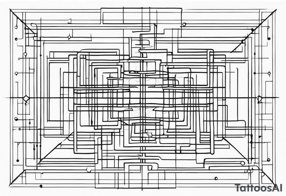 a diagram of connecting lines that have nondescript points, but would lend itself to appearing like a chart for connecting thoughts. tattoo idea