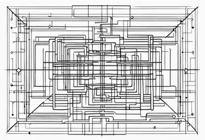 a diagram of connecting lines that have nondescript points, but would lend itself to appearing like a chart for connecting thoughts. tattoo idea