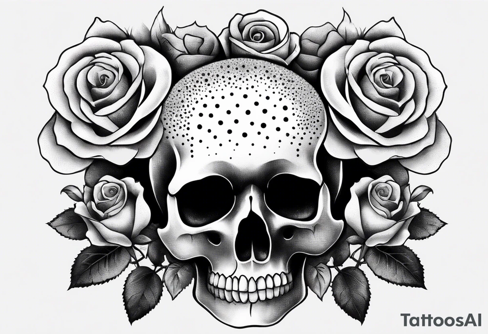 skull and roses tattoo idea