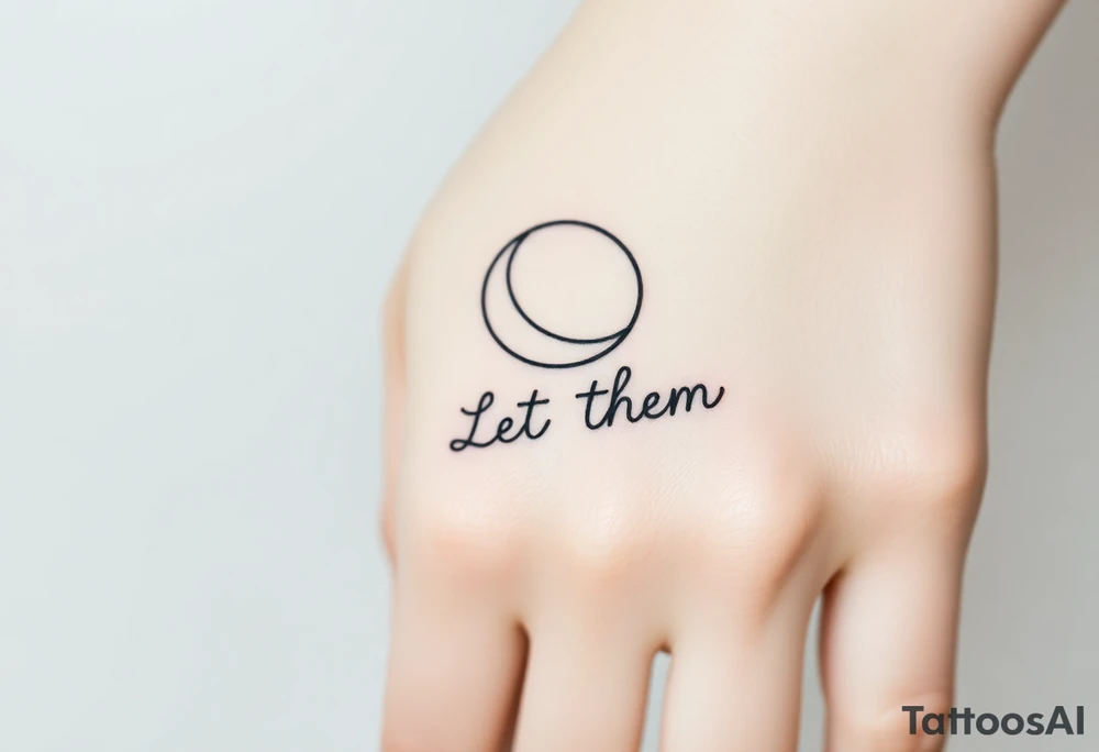 Mystical holistic croissant de moon with the text Let Them tattoo idea