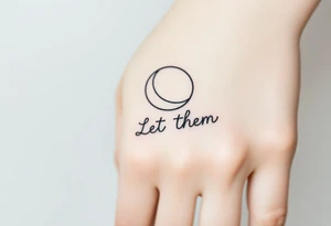 Mystical holistic croissant de moon with the text Let Them tattoo idea