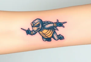 Flying ninja monkey turtle with color tattoo idea