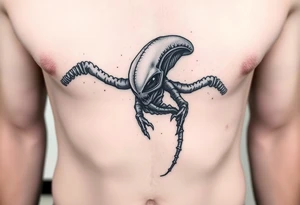 Alien on stomach tattoo idea