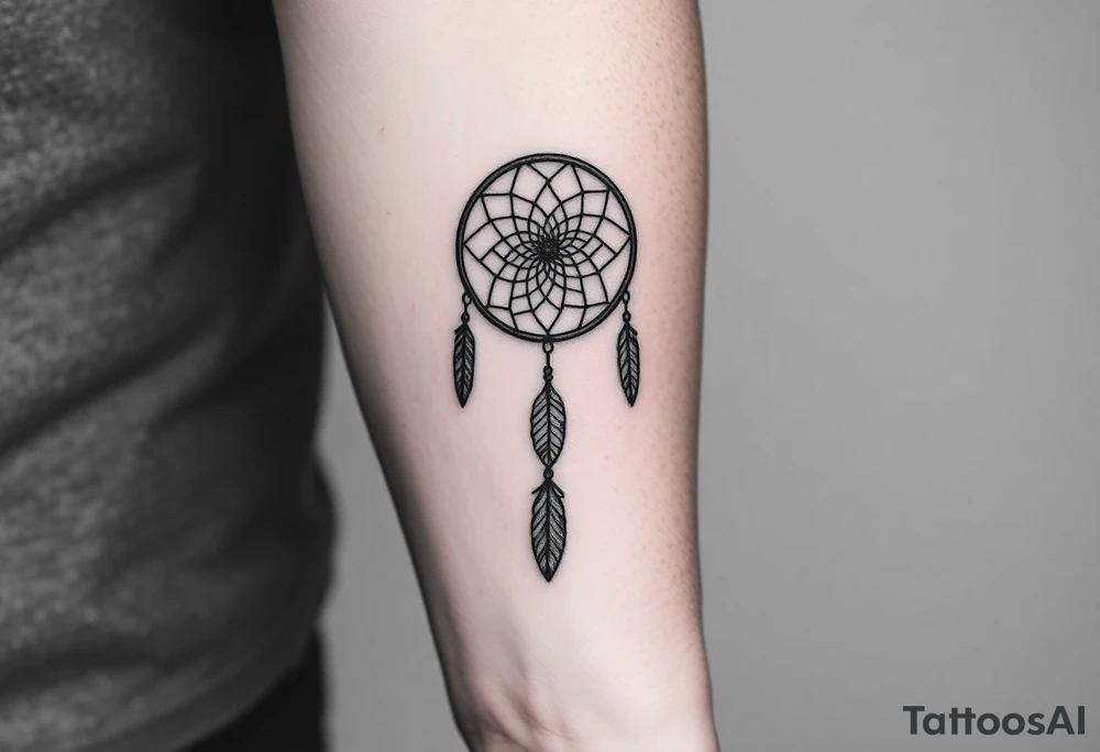 dreamcatcher with feathers and a basic design tattoo idea
