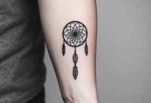 dreamcatcher with feathers and a basic design tattoo idea