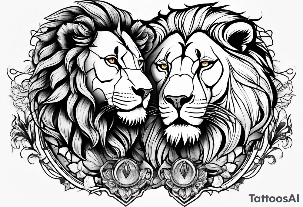 lion and lioness tattoo idea