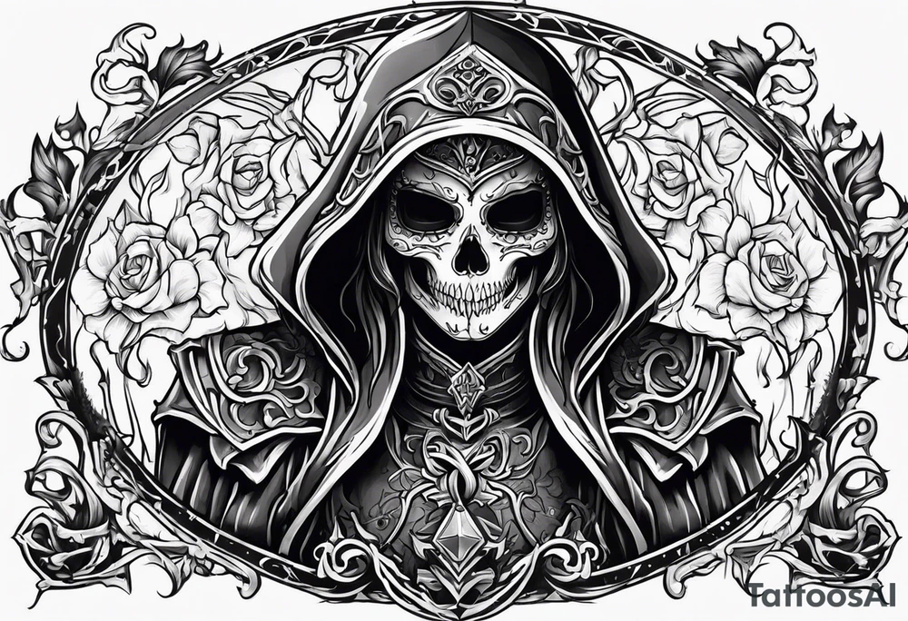 lady skeleton grim reaper satan tattoo idea
