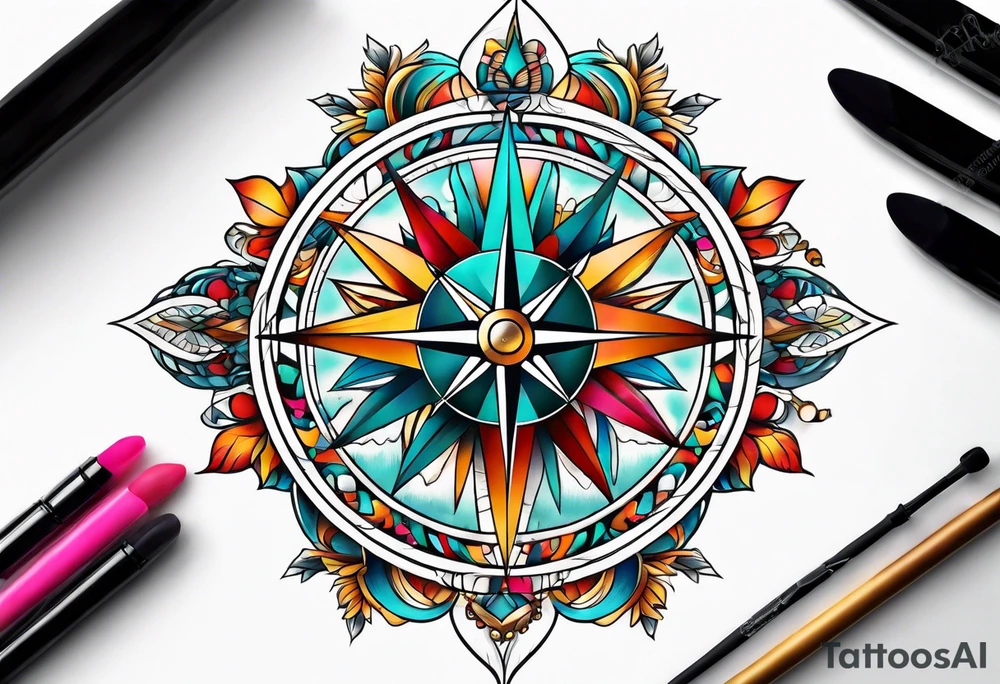 Feminine compass tattoo idea