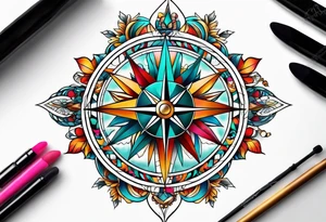 Feminine compass tattoo idea