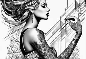 A mannequin of a woman reaching for the heights tattoo idea