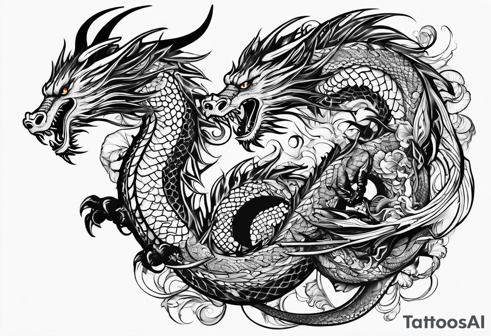 a Dragon tattoo with some symbolism of world travel and Marine Corps tattoo idea
