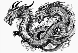 a Dragon tattoo with some symbolism of world travel and Marine Corps tattoo idea