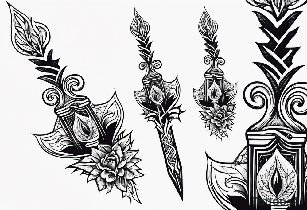 Dagger and fire tattoo idea