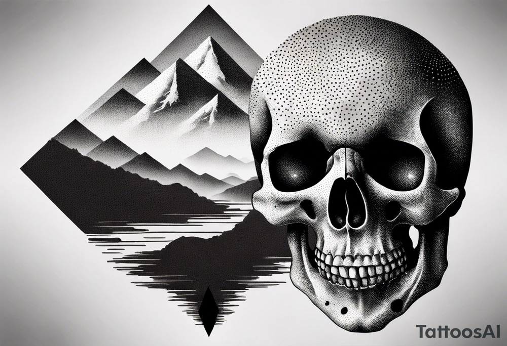 mountain skull tattoo idea