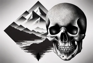 mountain skull tattoo idea