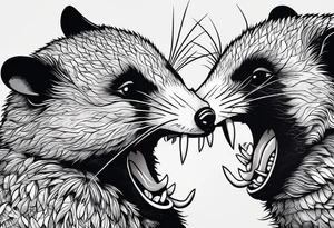 A possum hissing with the words “this meeting could have been a fist fight” behind it tattoo idea