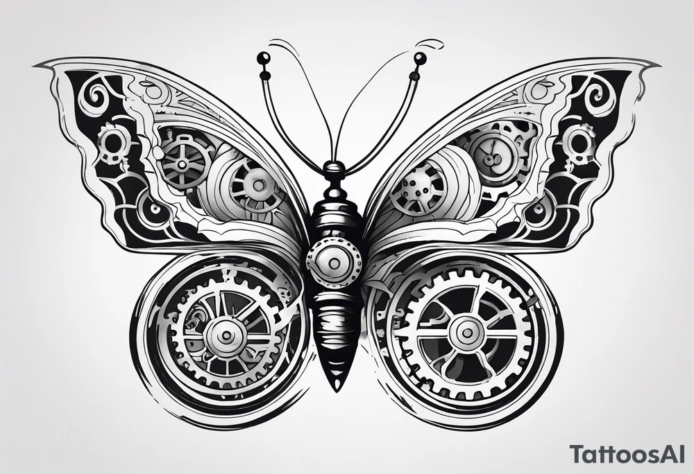 Steampunk-inspired butterfly with gears tattoo idea