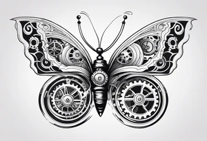 Steampunk-inspired butterfly with gears tattoo idea