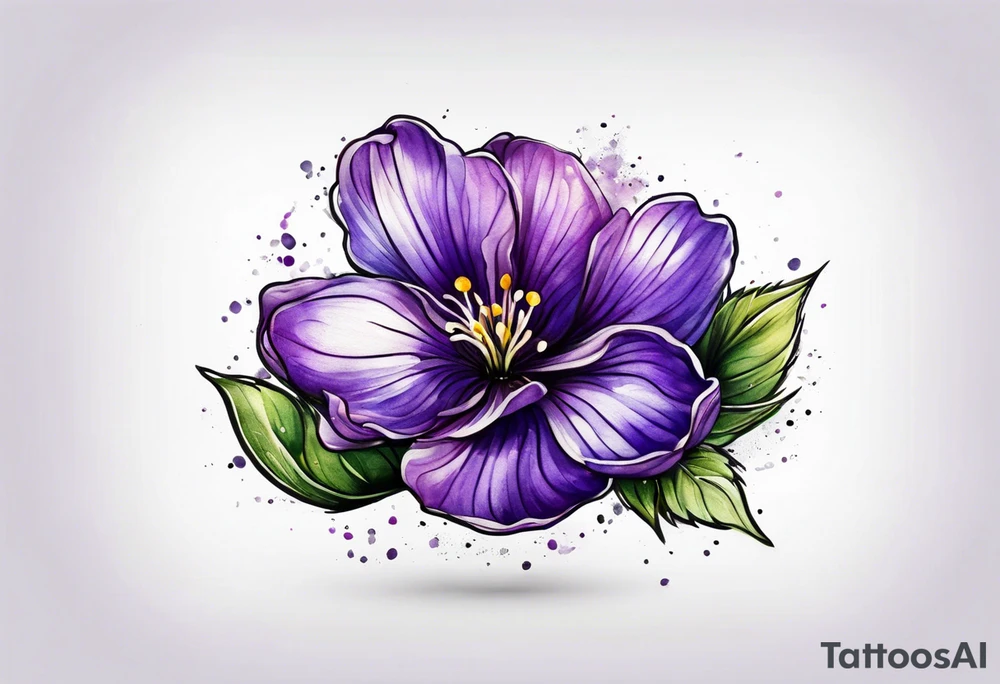 Small Violet flower made with fingerprint tattoo idea