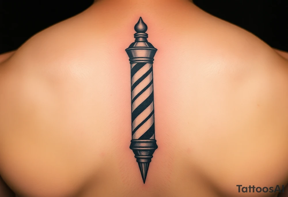 Geometric barber pole tattoo idea