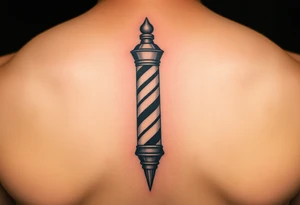 Geometric barber pole tattoo idea