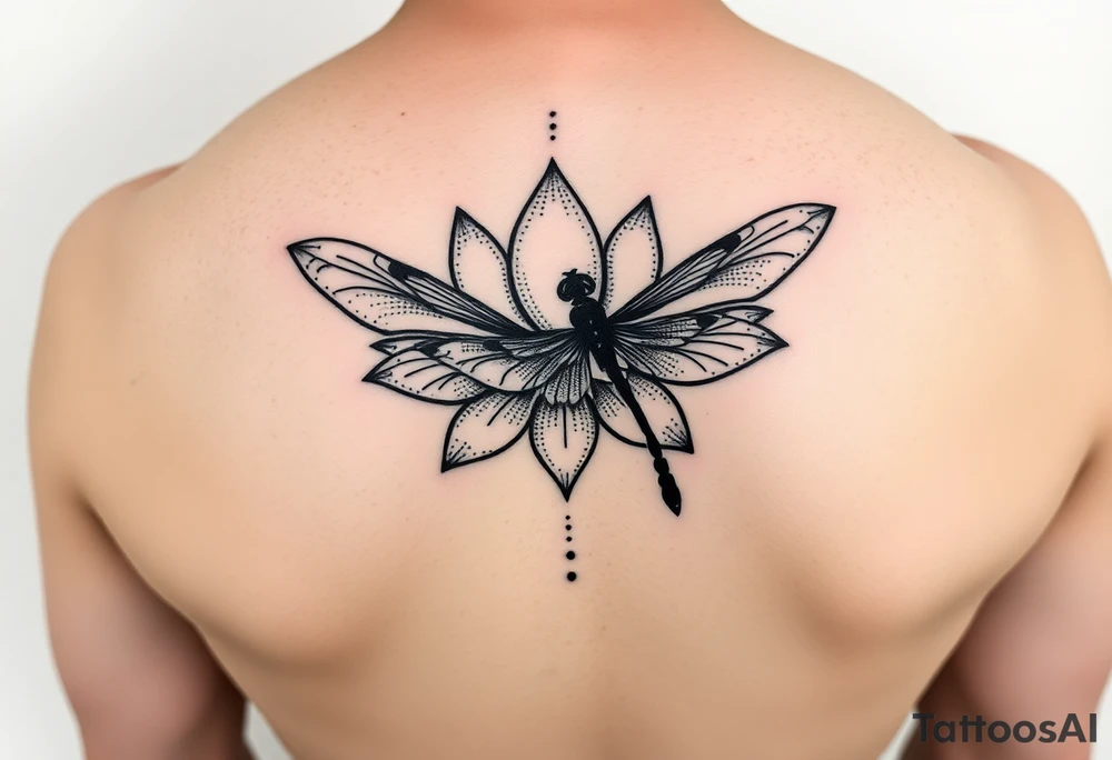 Lotus flower and dragonfly tattoo idea