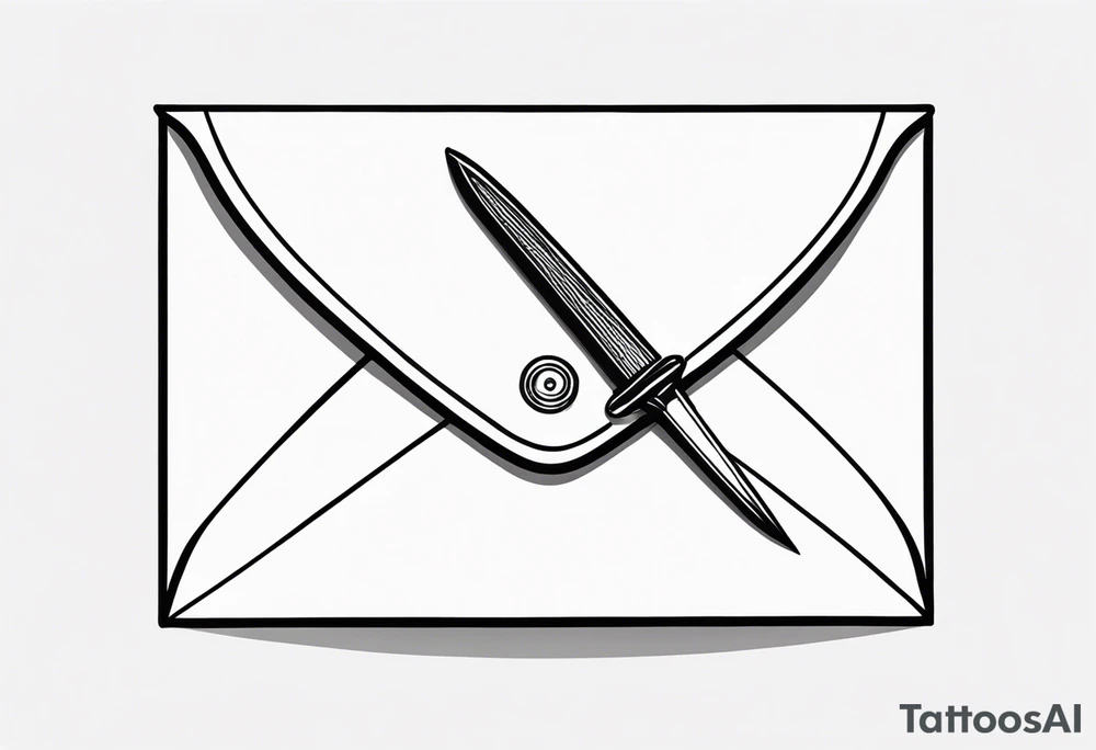 envelope with wax stamp with letter opener on top tattoo idea