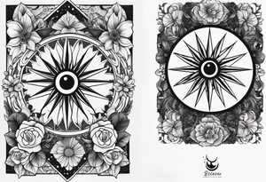 Design a sleeve arm tattoo that symbolizes power, peace and love with the sun and moon and with flowers and butterflies but also shows masculinity tattoo idea