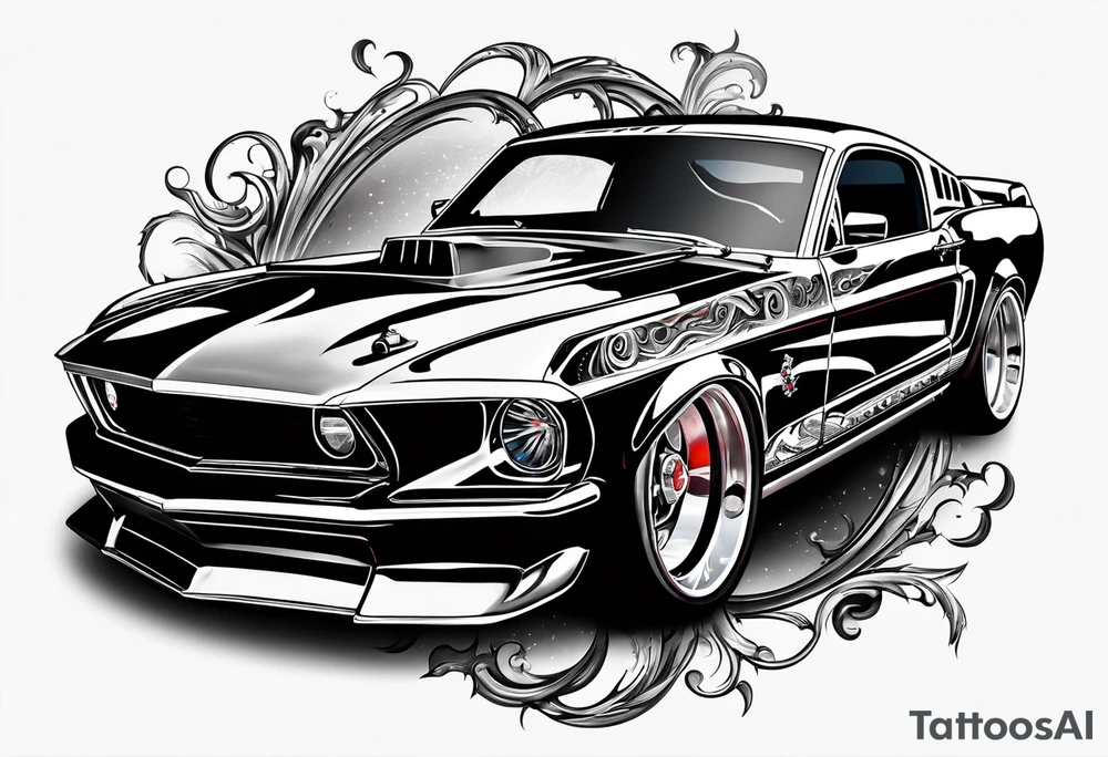 eyeball scorpion ford mustang burnout tattoo idea