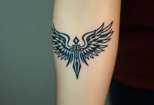 christan religious tattoos with full and strong wings tattoo idea