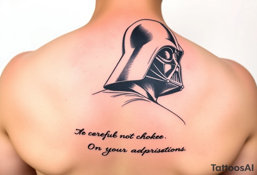 Darth Vader looking over his shoulder when he was Force Choking Director Krennic, “Be Careful Not to Choke On Your Admirations.” tattoo idea
