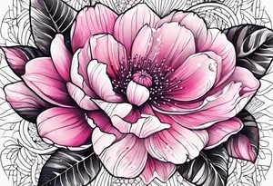 Pink flowers with dott pattern tattoo idea