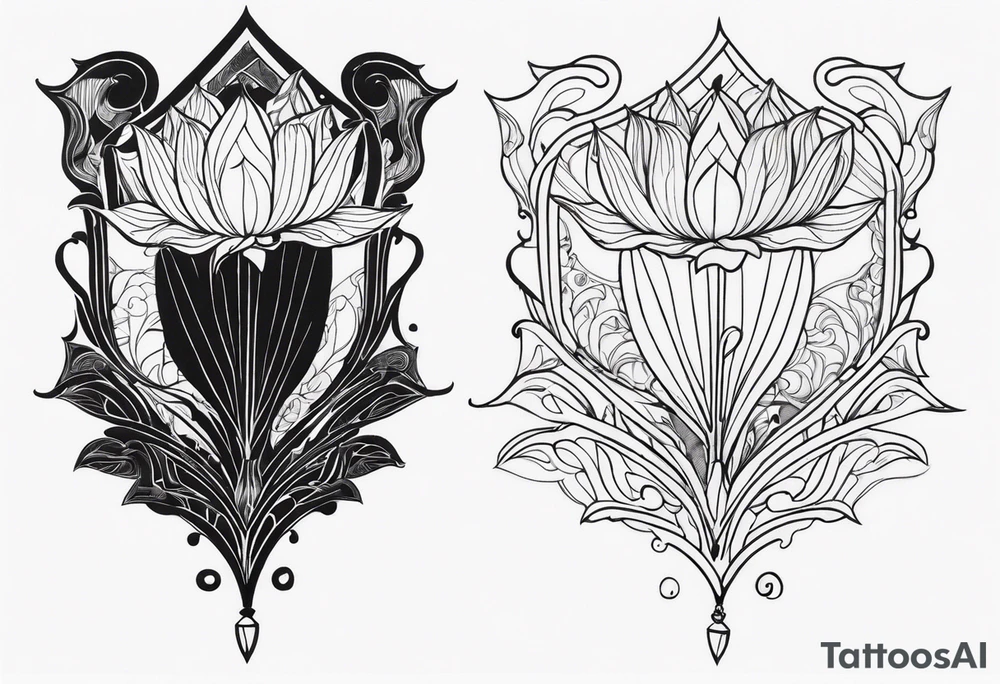 harpe en feuille de lotus tattoo idea