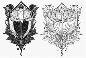 harpe en feuille de lotus tattoo idea