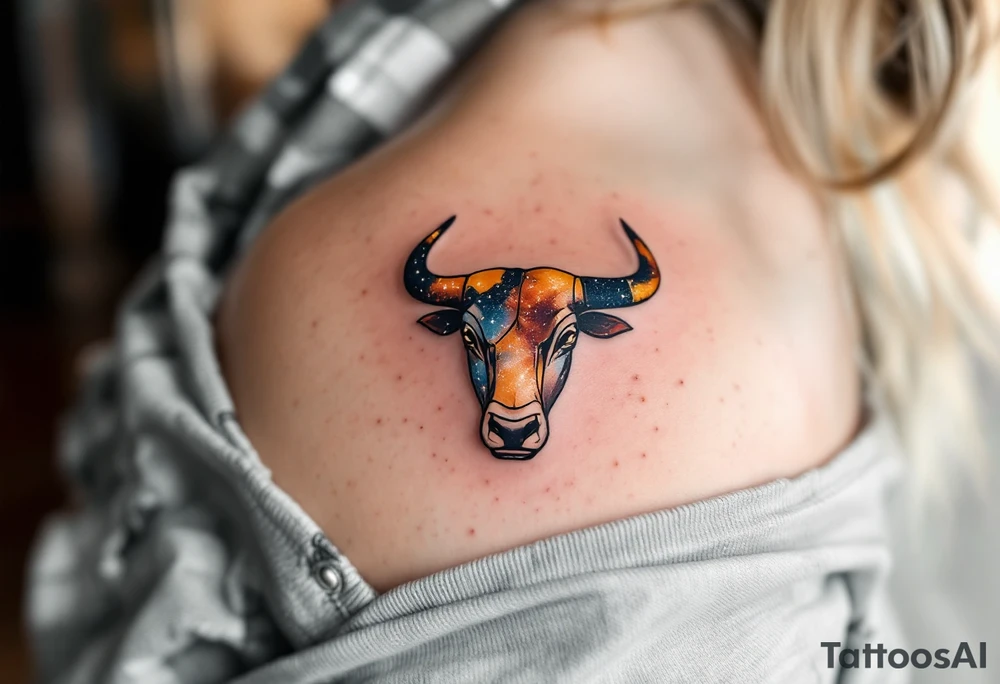 Like a bronze bull frozen in the cosmos, the Taurus constellation charges across the sky in muted copper and ochre. tattoo idea
