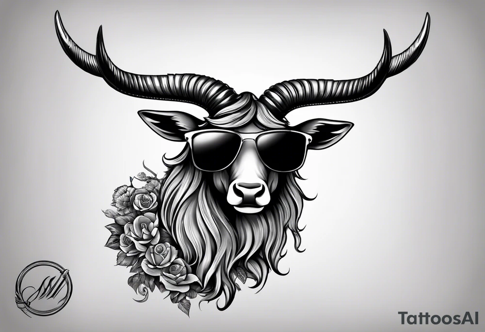 capricorn with sunglasses and shotgun tattoo idea