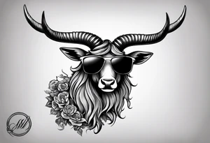capricorn with sunglasses and shotgun tattoo idea
