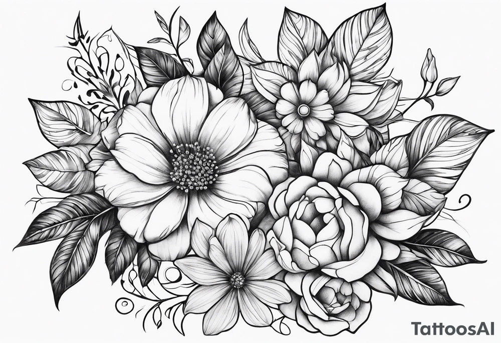 ornaments of flowers tattoo idea
