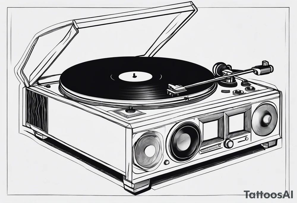 Recordplayer minimalistic fineline drawed in 2D tattoo idea Recordplayer minimalistic fineline drawed in 2D tattoo idea